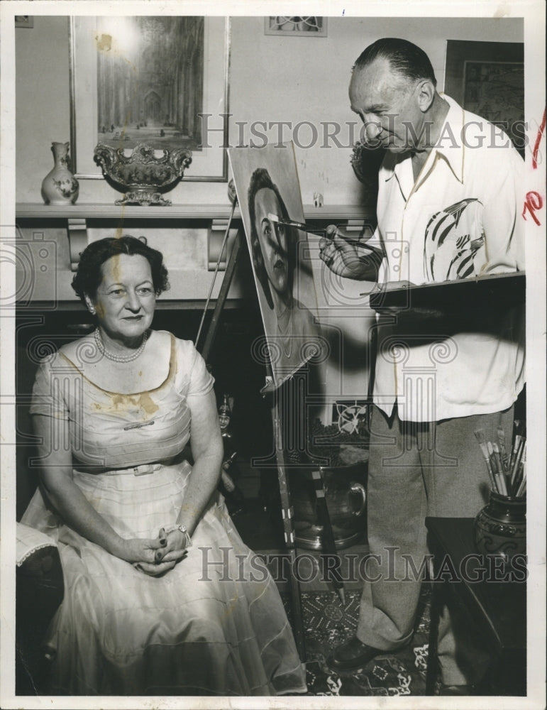 1953 Press Photo E.H Pierce Store executive turned Artist. - Historic Images