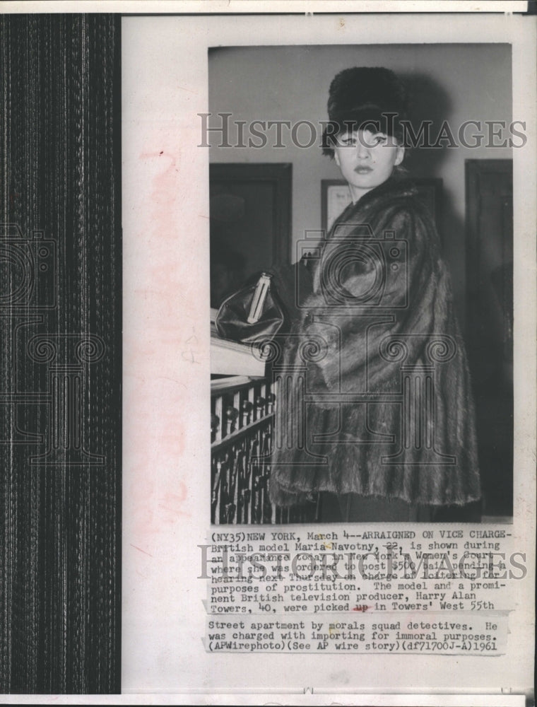 1961 Press Photo Maria Navotny shown during an appearance in New york's Women's Court - Historic Images