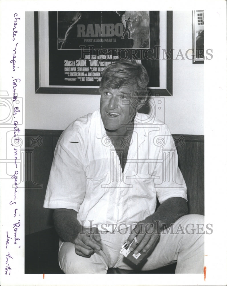 1985 Press Photo Charles Napier was an art teacher at Kennedy Middle School on C - Historic Images