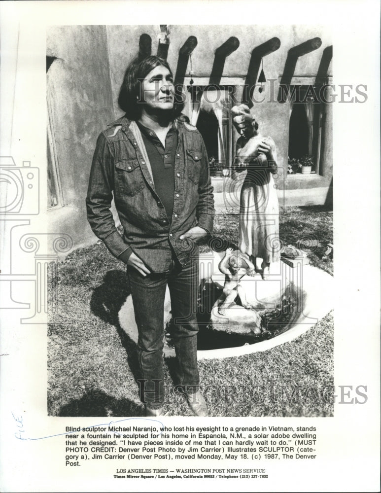 1987 Press Photo Michael Naranjo Blind sculptor. - RSH40981 - Historic Images