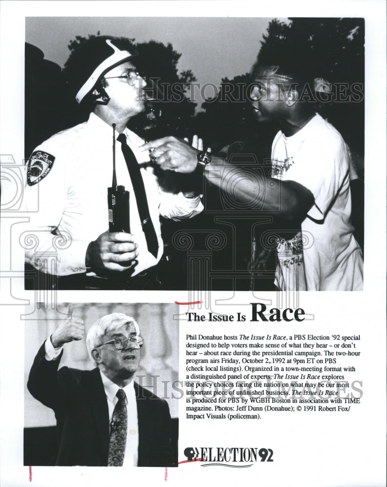 1991 Phil Donahue, host The Issue is Race - Historic Images
