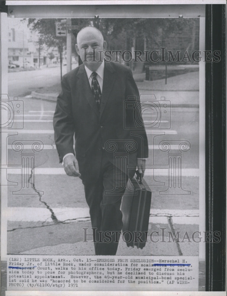 1971 Herachel H.Friday Jr walks to his office.  - Historic Images