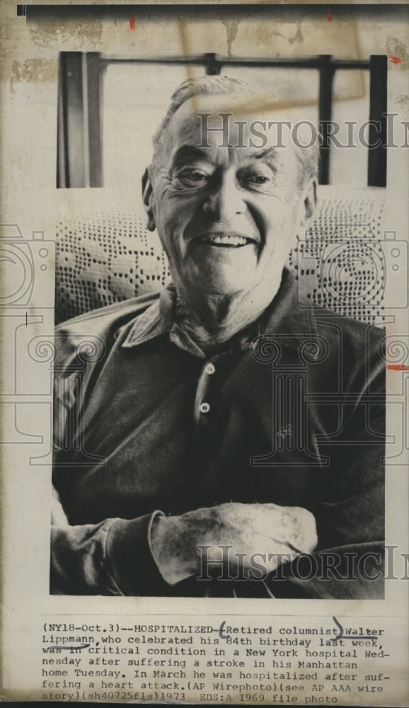 1973 Retired political writer Walter Lippman - Historic Images
