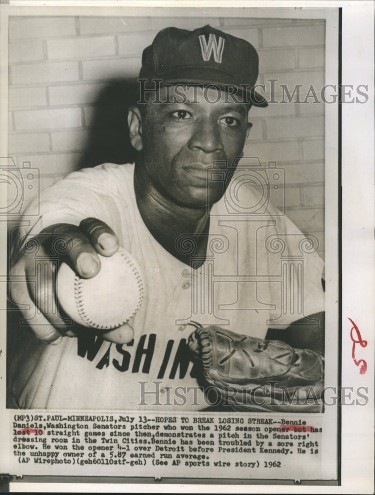 1962 Bennie Daniels Washington Senators Pitcher  - Historic Images