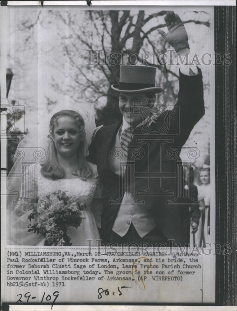 1971 Winthrop Rockefeller and Deborah Cluett Married in Williamsburg - Historic Images