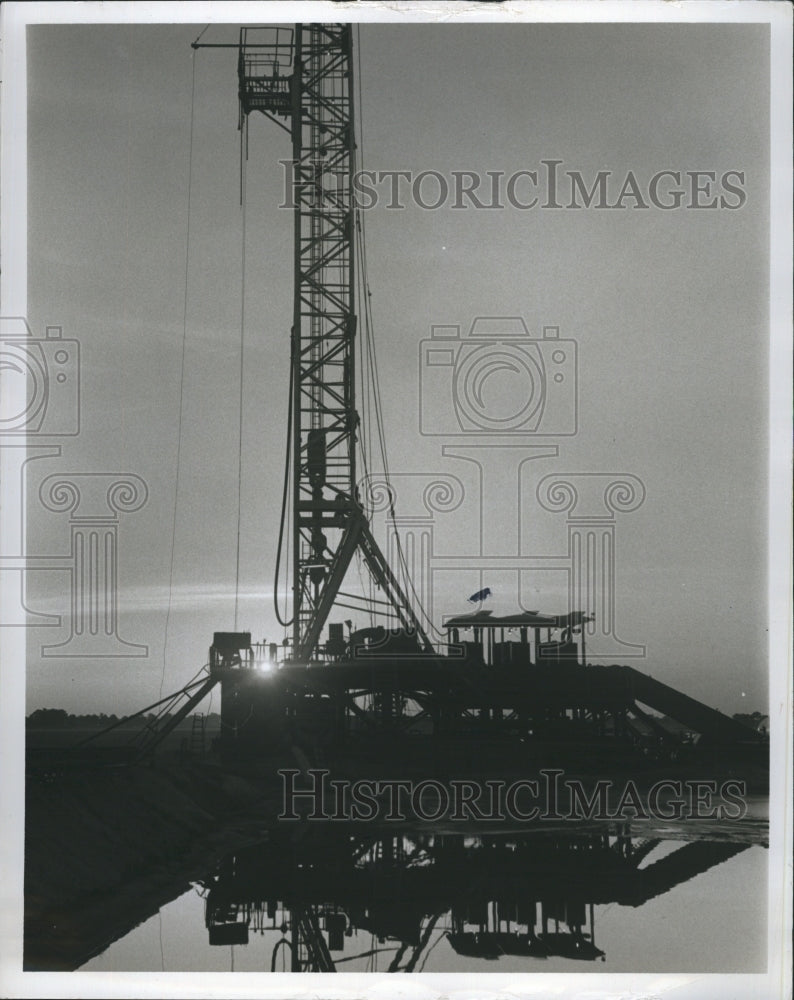 1973 Oil Rig In South Florida Surrounded by Mud  - Historic Images