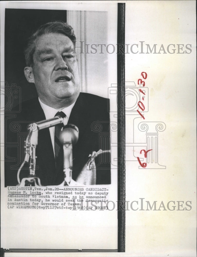 1968 Eugene Locke Seeks Nomination As Governor Of Texas - Historic Images