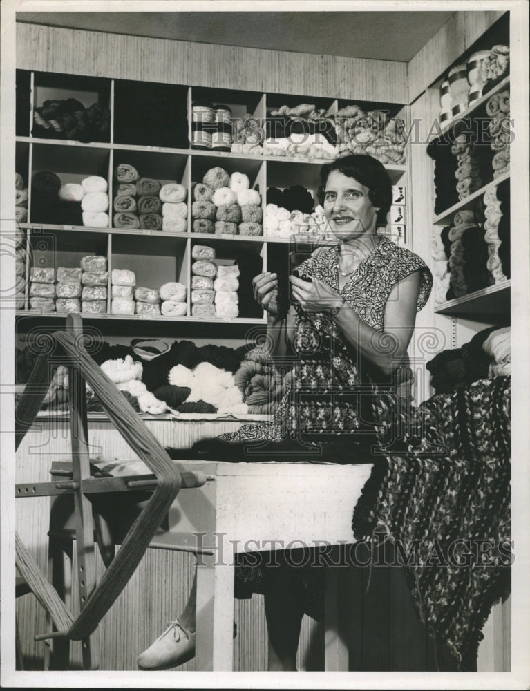 Mrs. Ethel J. Horlock Doing Yarn Needlecraft Knitting Crocheting - Historic Images