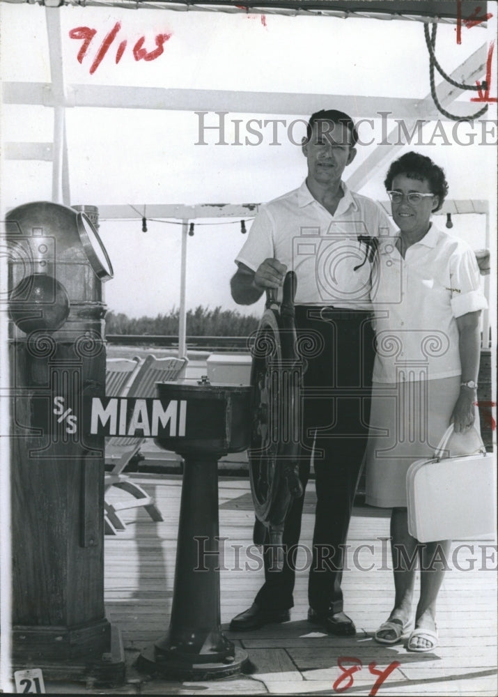 1967 Mr. & Mrs. Charles C. Horne on Boat in Miami Florida - Historic Images