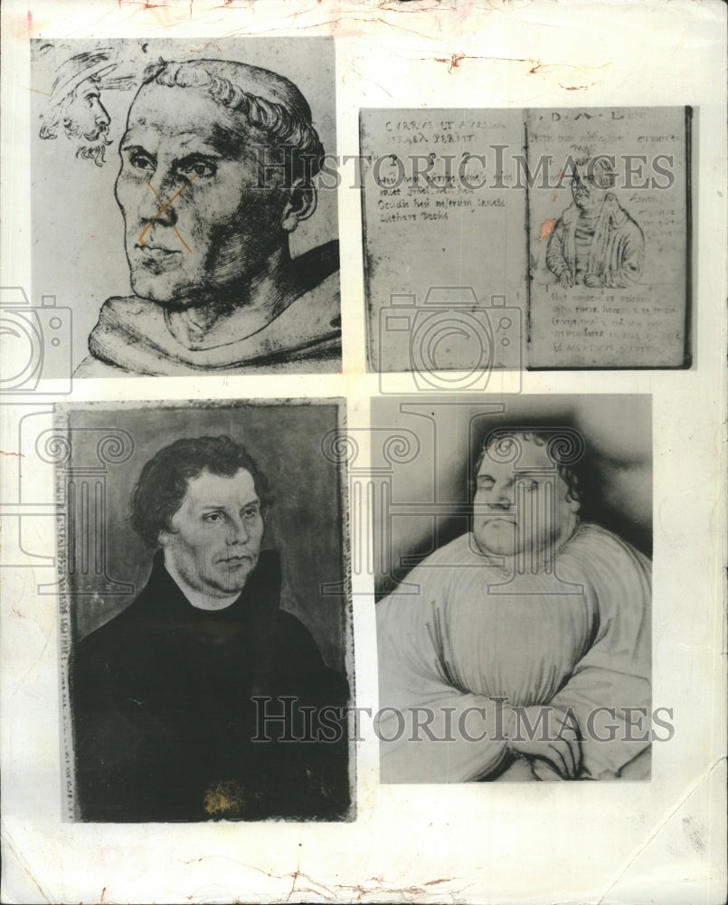 1967 4 pics of artist Lucas Cranach and portrait of Luther in 1520. - Historic Images