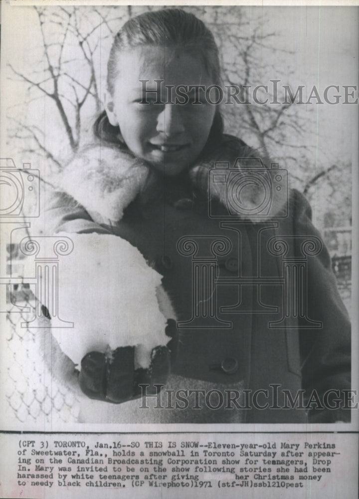 1971 Press Photo Toronto Snow Drop In Mary Perkins - Historic Images