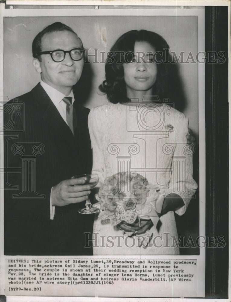 1963 Sidney Lumet Weds Actress Gail Jones the Daughter of Lena Horne - Historic Images