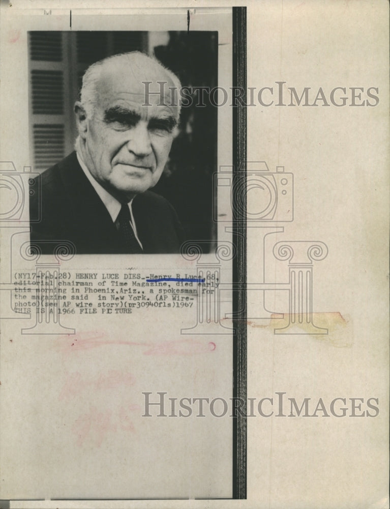 1966 Henry R Luce Editorial Chairman of  Time Magazine - Historic Images