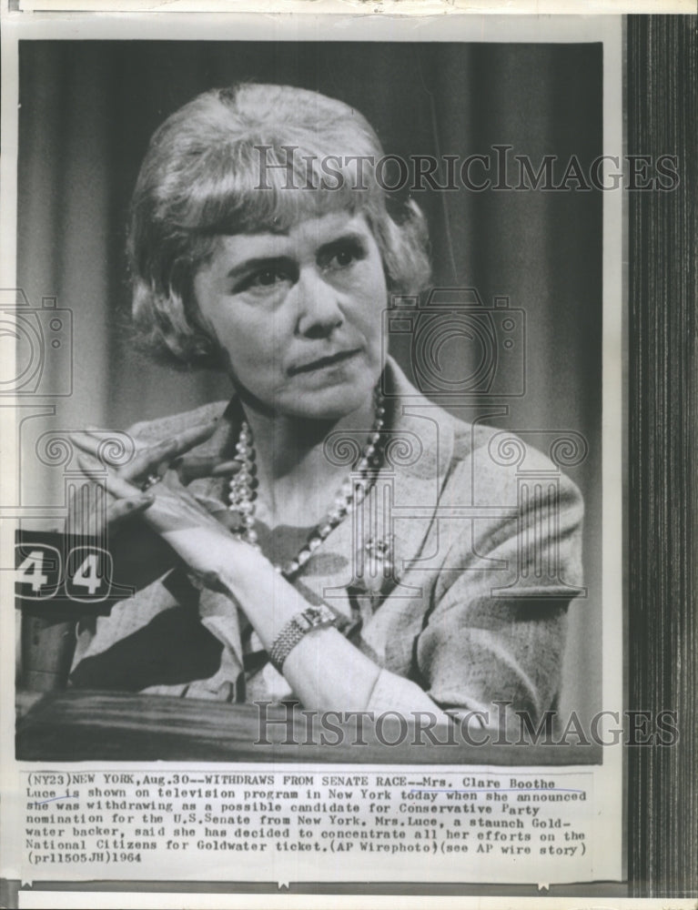 1964 Mrs Clare Booth Luce Conservative Party Candidate  - Historic Images