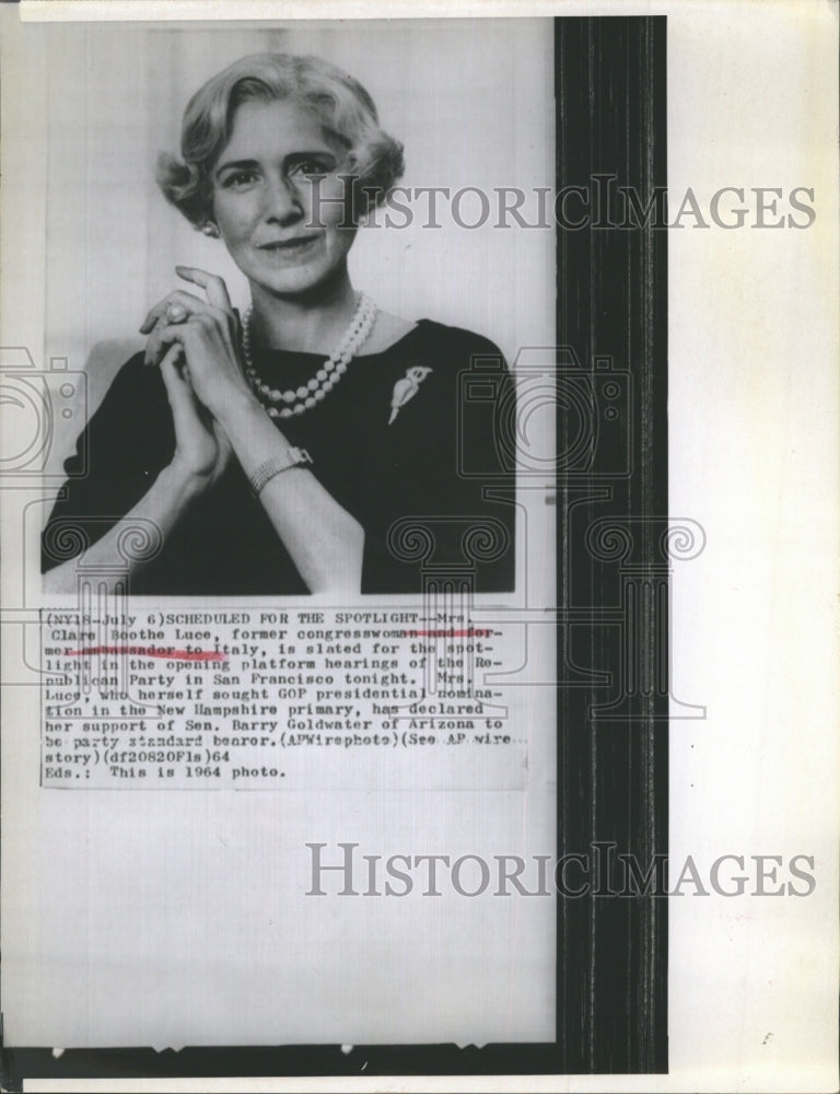 1964 Mrs Clare Booth Luce Republican Party in San Francisco - Historic Images