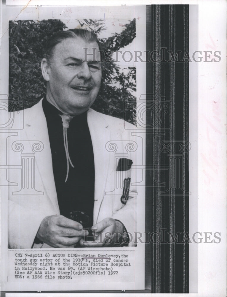 1972 Actor Brian Donlevy the tough guy of the 1930's Died of cancer - Historic Images