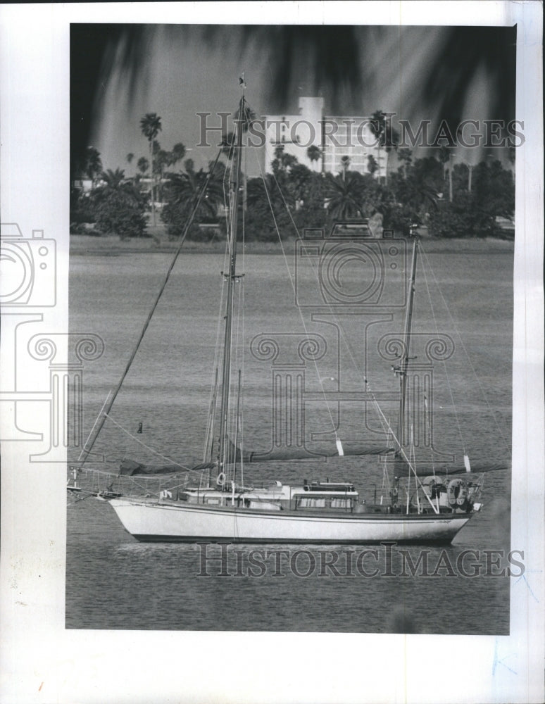 1973 Tall Ship and Tall Building at Clearwater. - Historic Images