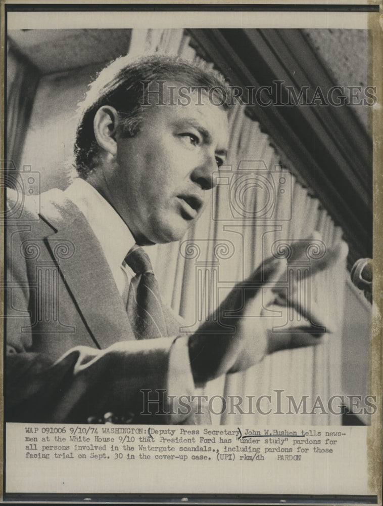 1974 Deputy PRess Secretary John W. Hushen discusses Watergate. - Historic Images