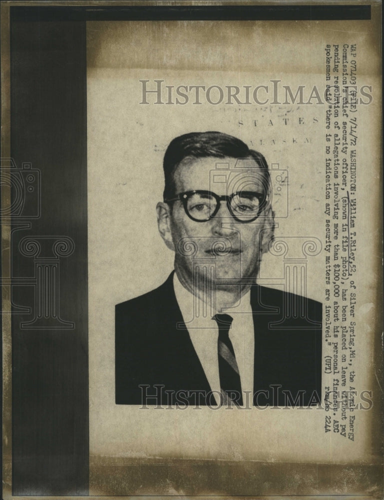 1972 Atomic Energy Commission Security Officer William Riley - Historic ...