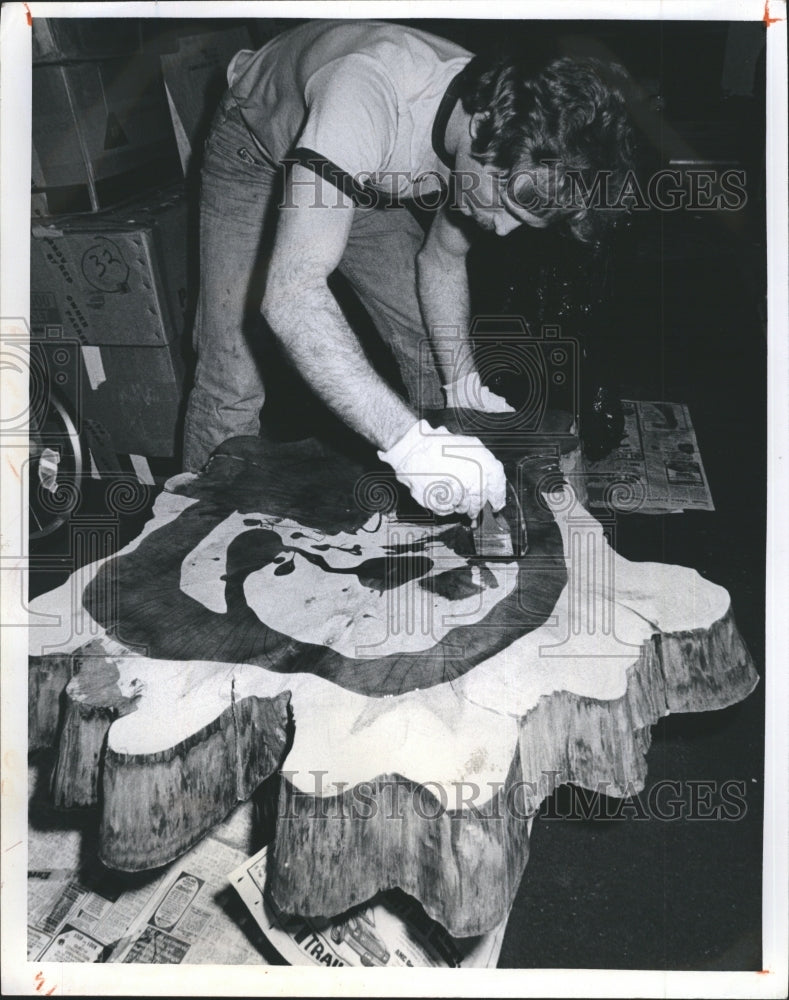 1976 john Pyle, wood table maker  - Historic Images