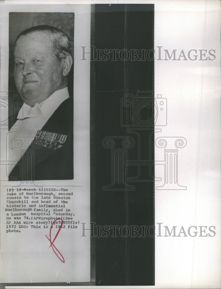 1972 Duke Of Marlborough Cousin Of Winston Churchill Death Announced - Historic Images