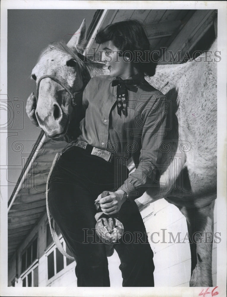 1957 Karen Stagberg and horses.  - Historic Images