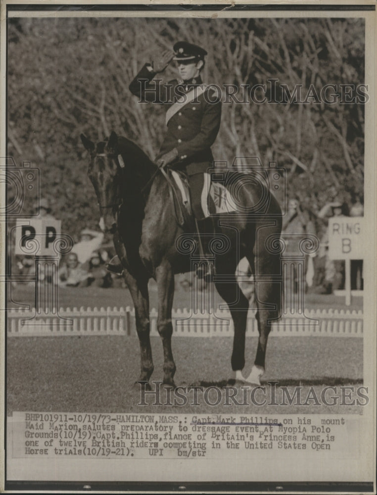 1973 Mark Phillips during riders competition in Hamilton Ma. - Historic Images