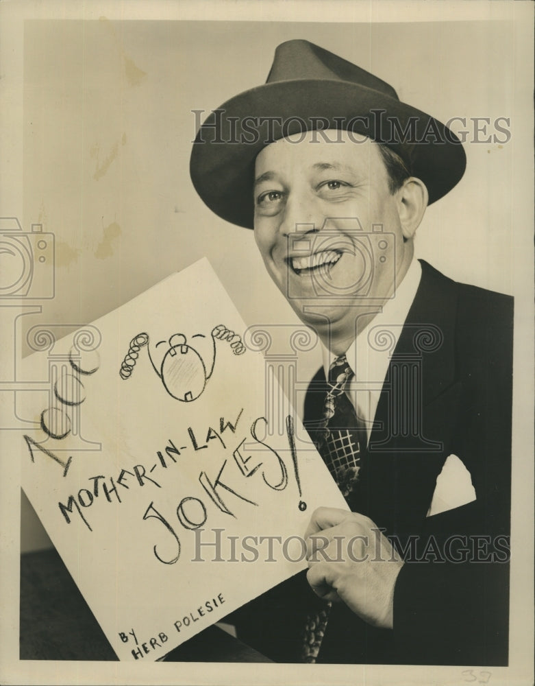 1958 Comedian Herb Polsie from "Twenty Questions" Panel Show - Historic Images