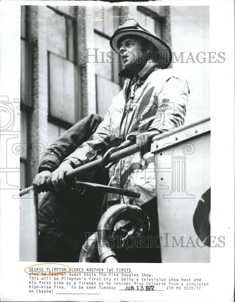 1972 George Plimpton Plays Firefighter & Hosts Mike Douglas Show - Historic Images