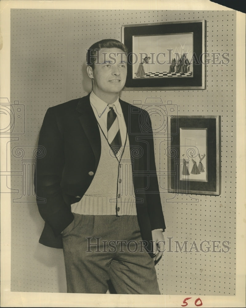 1967 Lee Nordess Man Suit Vest Art Tie  - Historic Images