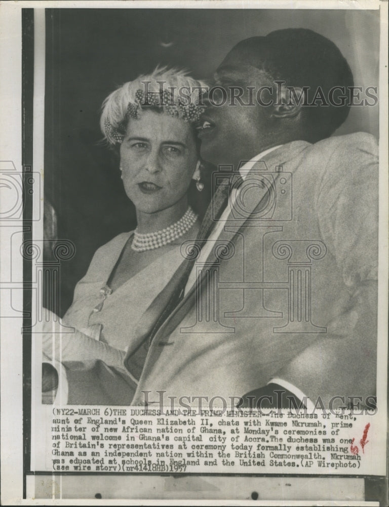 1957 Duchess Kent Princess Marina Prime Minister Ghana Kwame Nkrumah - Historic Images