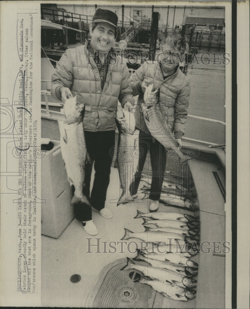1974 Big Catch for Rhode Island Gov. Philip Noel and Wisconsin Gov. - Historic Images