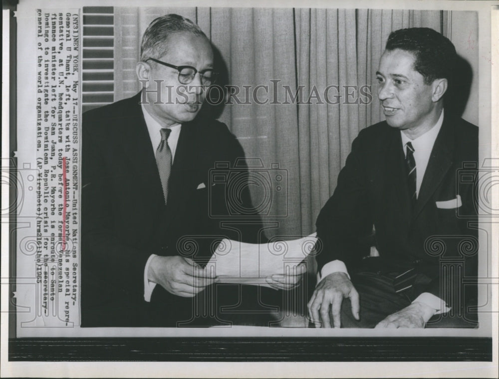 1965 Jose Antonio Mayorbe, Representative at the UN & Gen. Thant - Historic Images