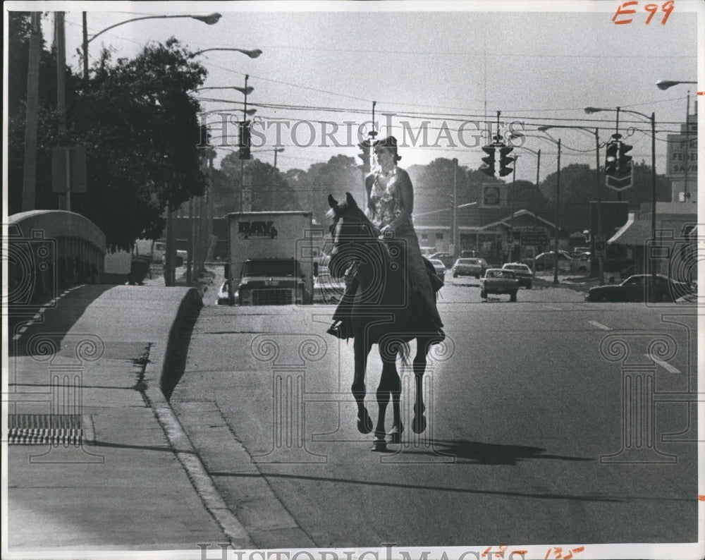 1960 Downtown Neigh Port Richey Woman On Horse  - Historic Images