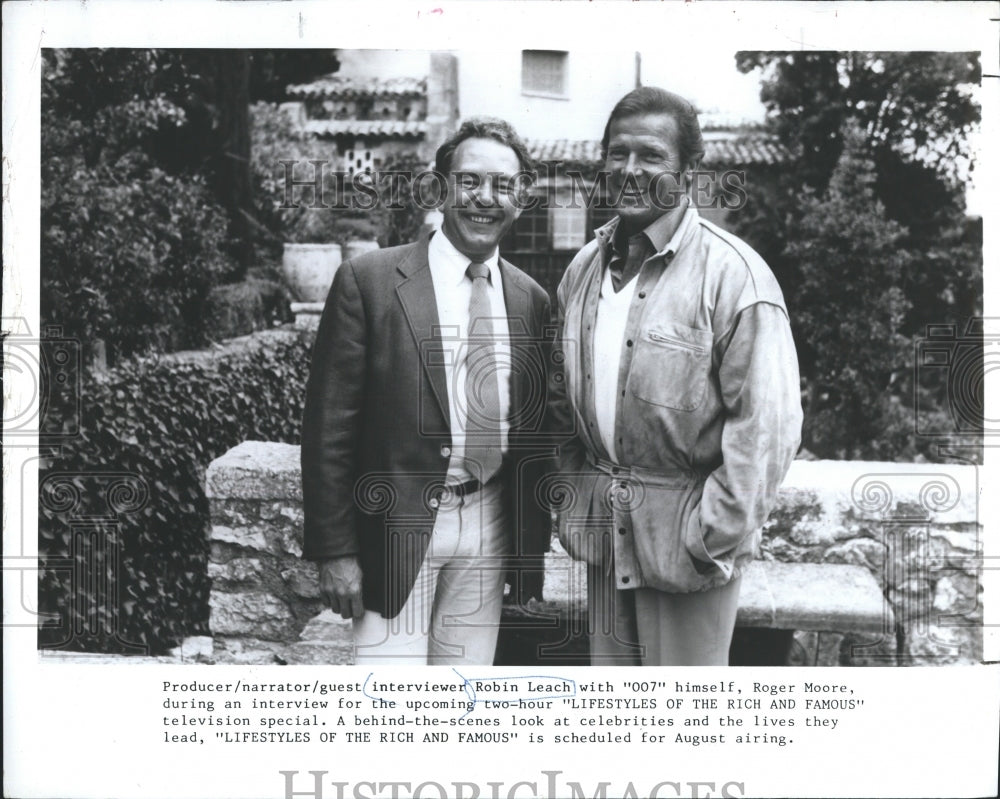 1983 Robin Leach, Roger Moore, Lifestyles of the Rich and Famous - Historic Images