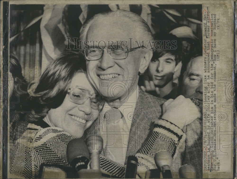 1974 Senator Howard Metenbaum hugged by wife Shirley - Historic Images