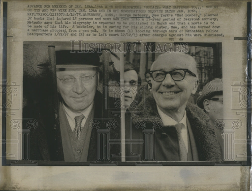 1975 George Metesky New York Mad Bomber.  - Historic Images