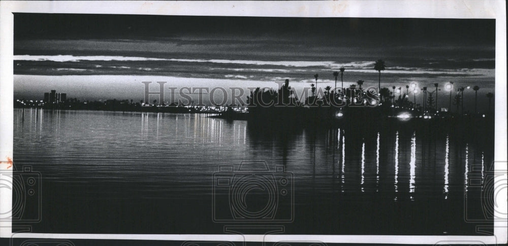 1974 Shot of the Shore at Night Near St. Petersburg, FL  - Historic Images