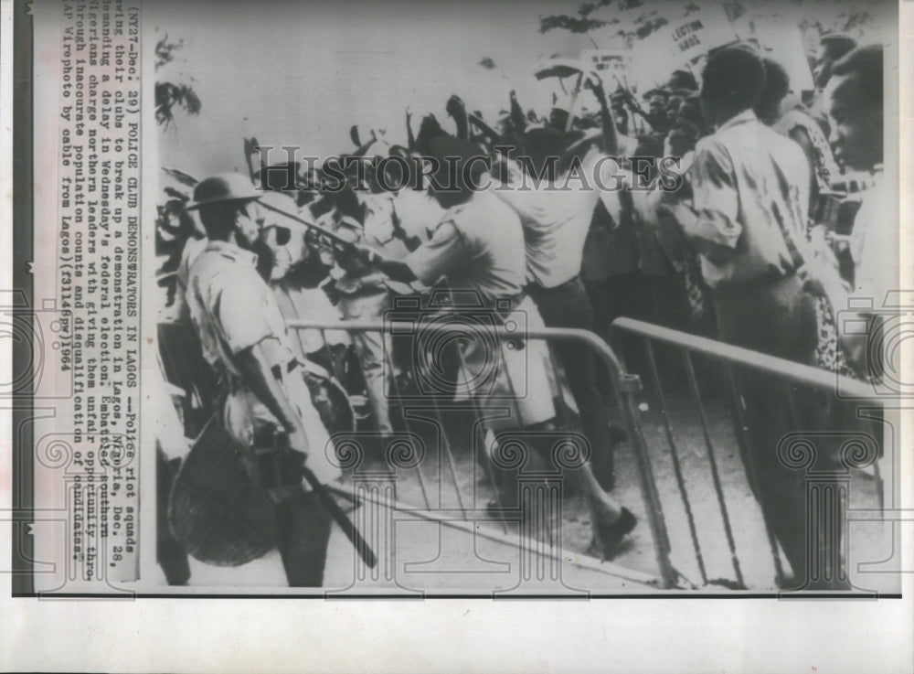 1964 Police and Demonstrators in Lagos. - Historic Images