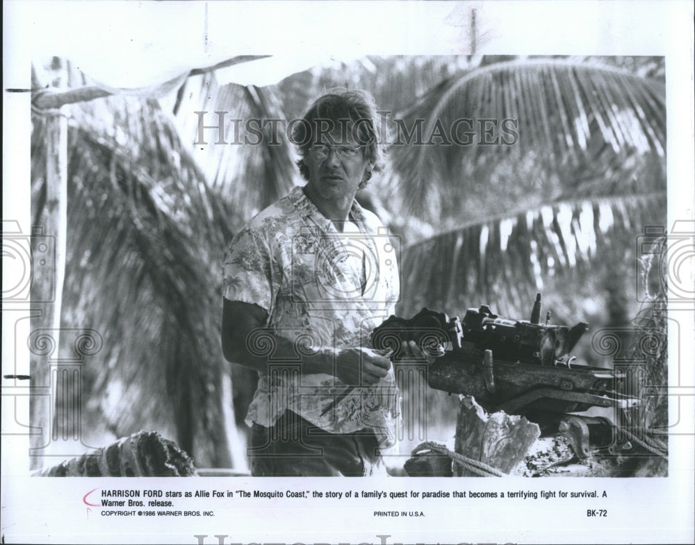 1986 Actor Harrison Ford Star in The Mosquito Coast.  - Historic Images