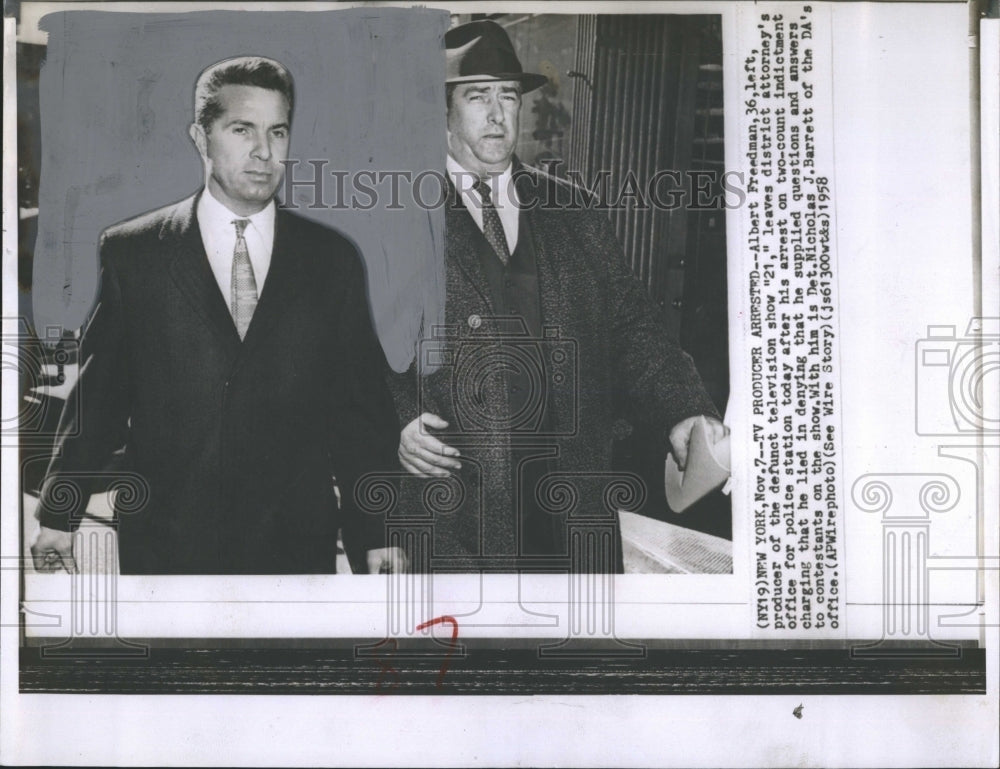 1958 Albert Freedman, Producer of &quot;21&quot; Arrested for Fraud on Show - Historic Images