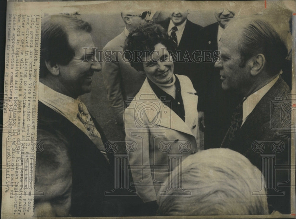 1974 Tom Ford, greeting his brother, Vice President Gerald R. Ford - Historic Images