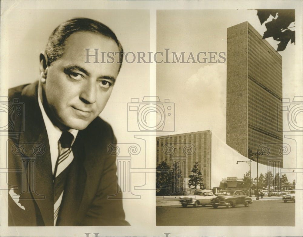 Press Photo CBS Newsman Larry LeSueur and his program &quot;U.N. In Action&quot; - Historic Images