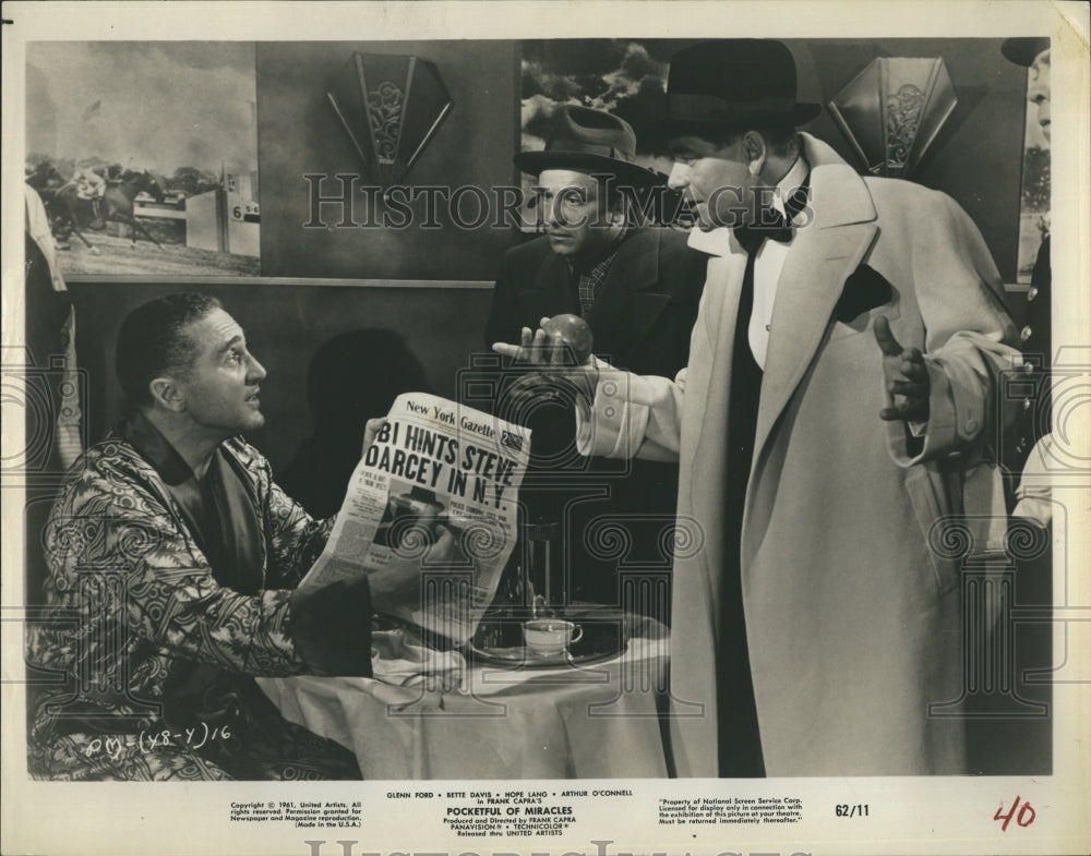 1962 Sheldon Leonard, Glenn Ford, Peter Falk, Pocketful of Miracles - Historic Images