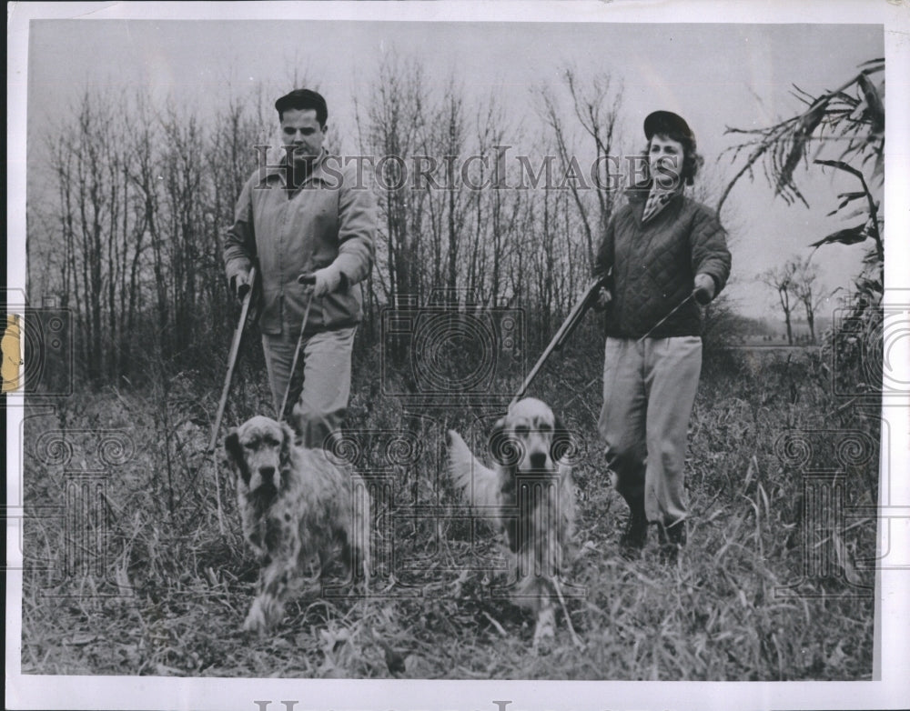 1953 Joe Gearhardt and Mrs. Alex Dillingham, opening of pheasant - Historic Images