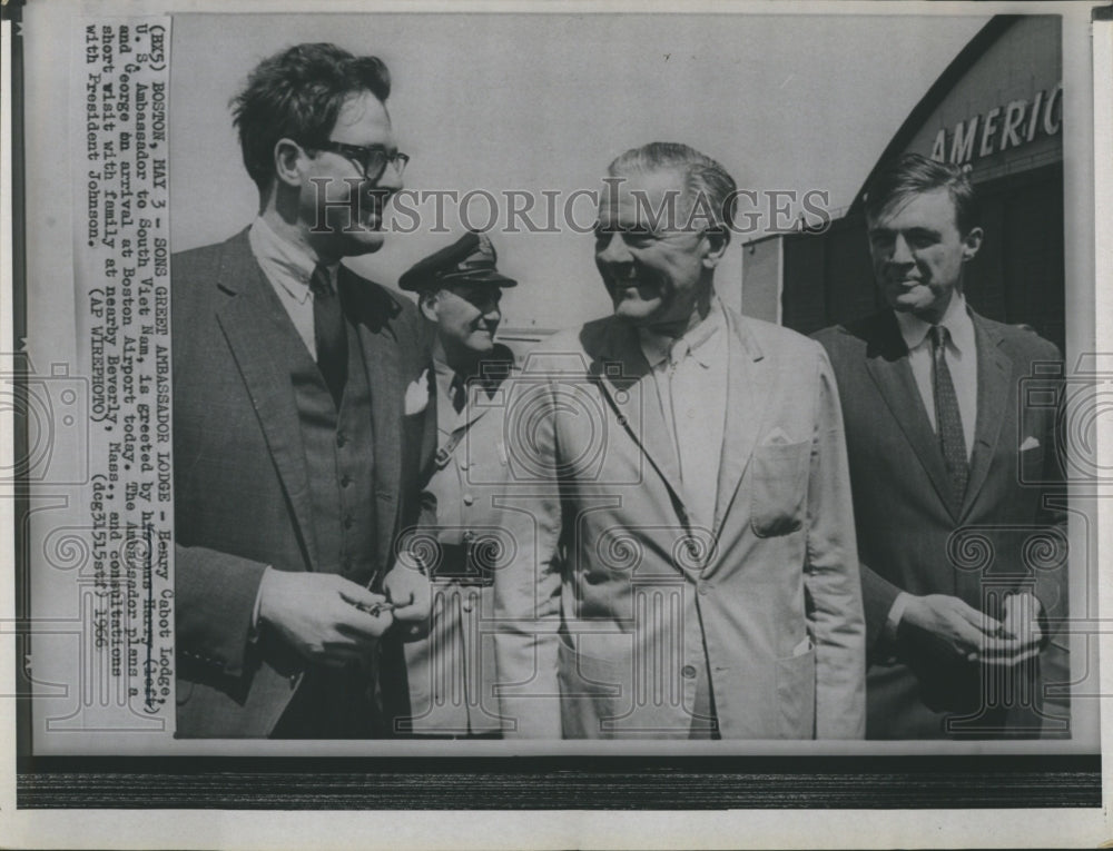 1966 Henry Lodge, Ambassador to South Viet Nam Meet Son in Boston - Historic Images