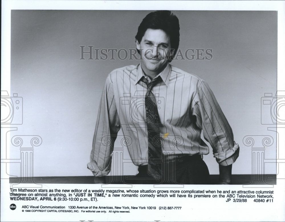 1988 Actor Tim Mathenson as editor in "Just in Time". - Historic Images