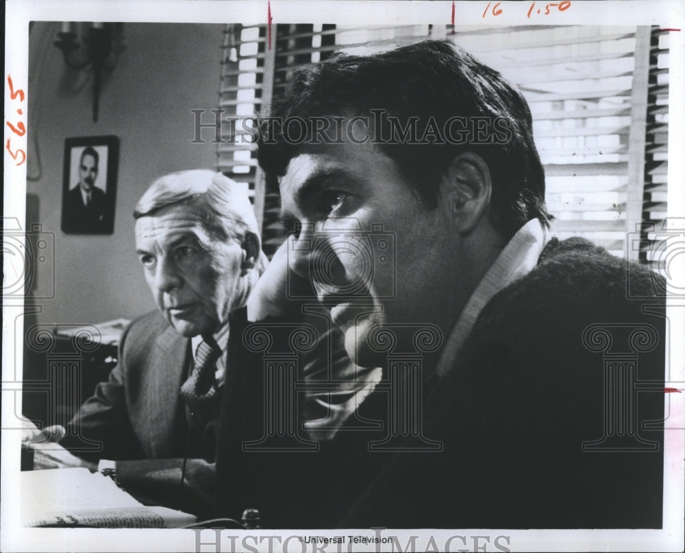 1975 Actor Jim Hutton and David Wayne. - Historic Images