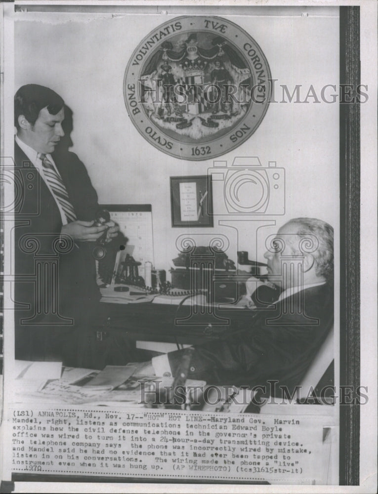 1970 Maryland Governor Mandel Communications Tech Boyle - Historic Images