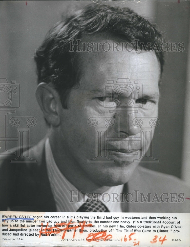 1972 Actor Warren Oates in &quot;The Theif Who Came to Dinner&quot; Film - Historic Images